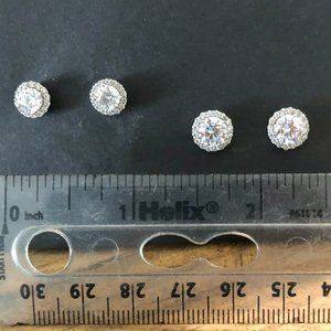 Diamonique Halo Studs  Sterling Silver 925
